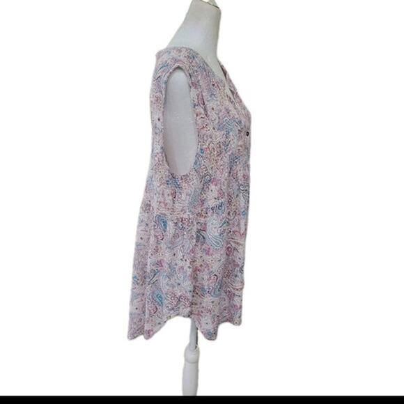 Knox Rose Paisley Tank Top Women's XXL Smocked Sleeveless Rayon‎ Summer Shirt - Picture 10 of 15